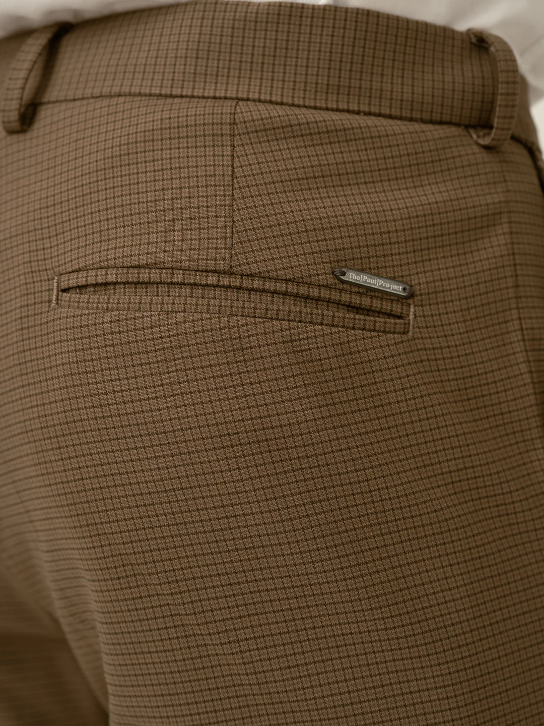 Hazel Brown Micro Checks Slim Fit Stretch Formal Pant - Image 9