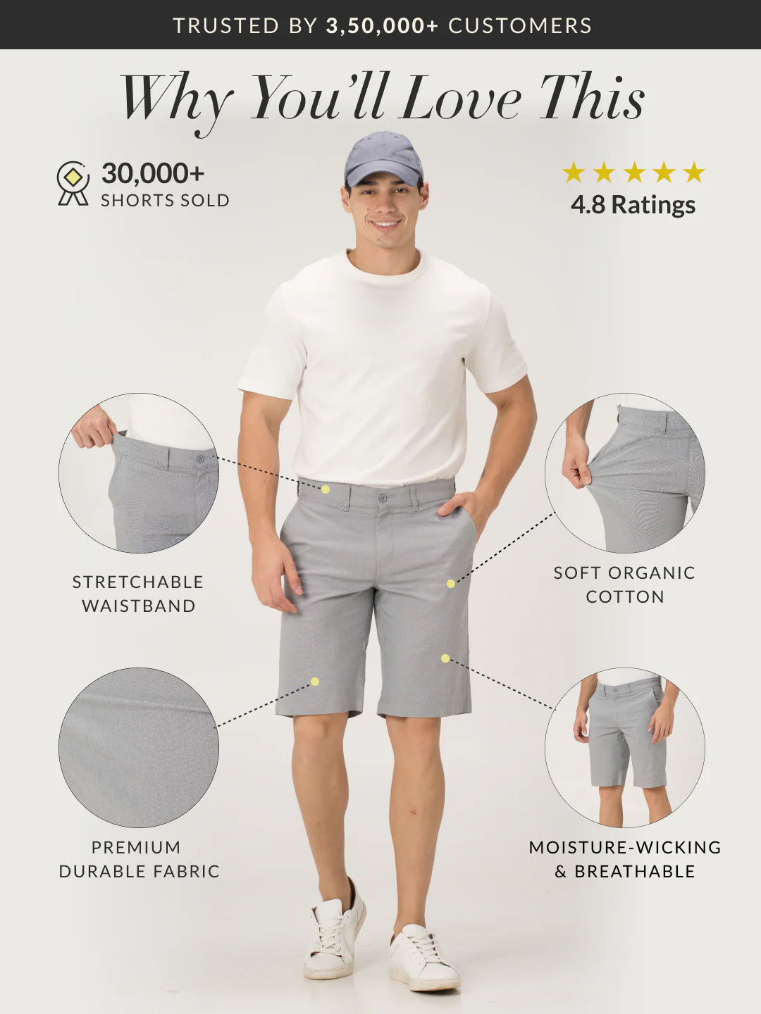 Heather Grey Chino Shorts - Image 2