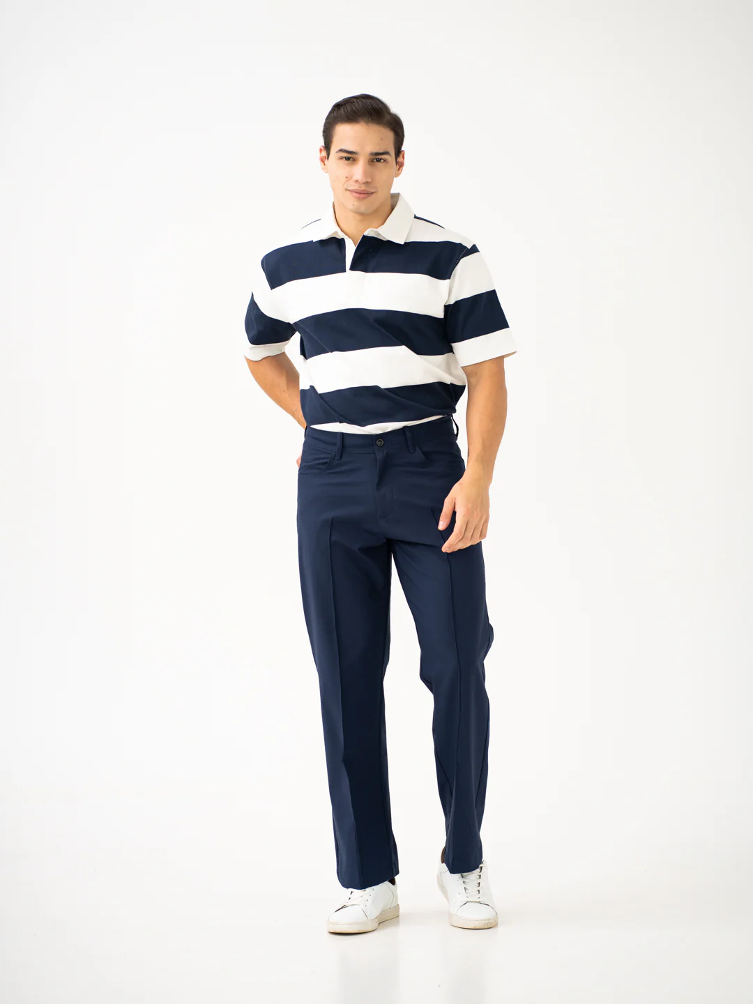 Heaven Navy Relaxed Fit Korean Pintuck Pants