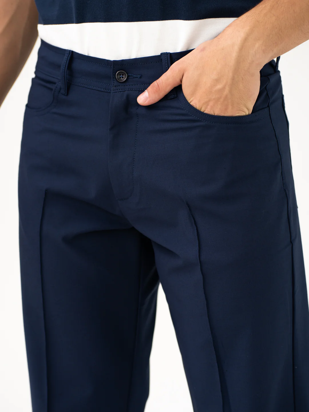 Heaven Navy Relaxed Fit Korean Pintuck Pants - Image 12