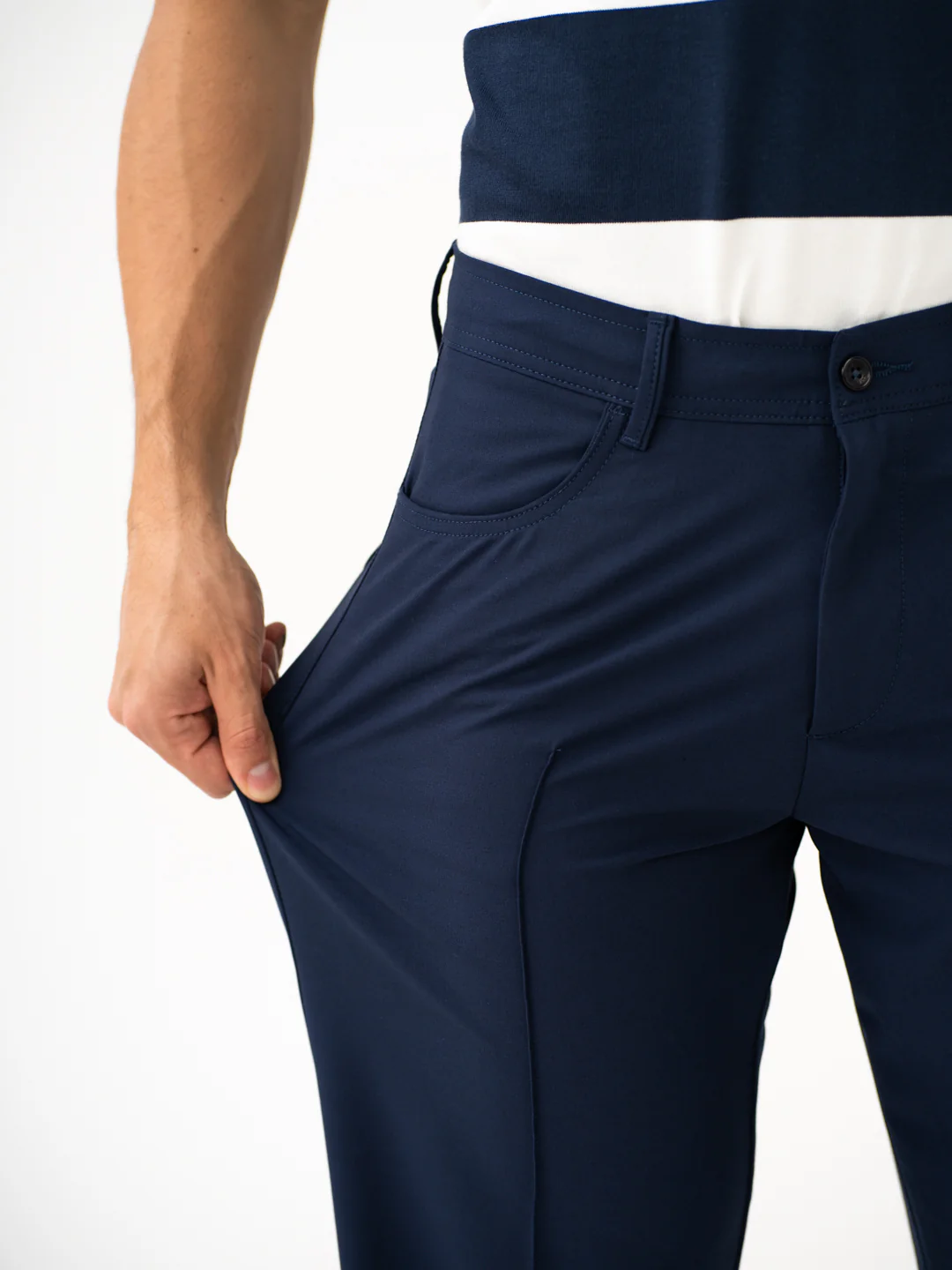 Heaven Navy Relaxed Fit Korean Pintuck Pants - Image 4