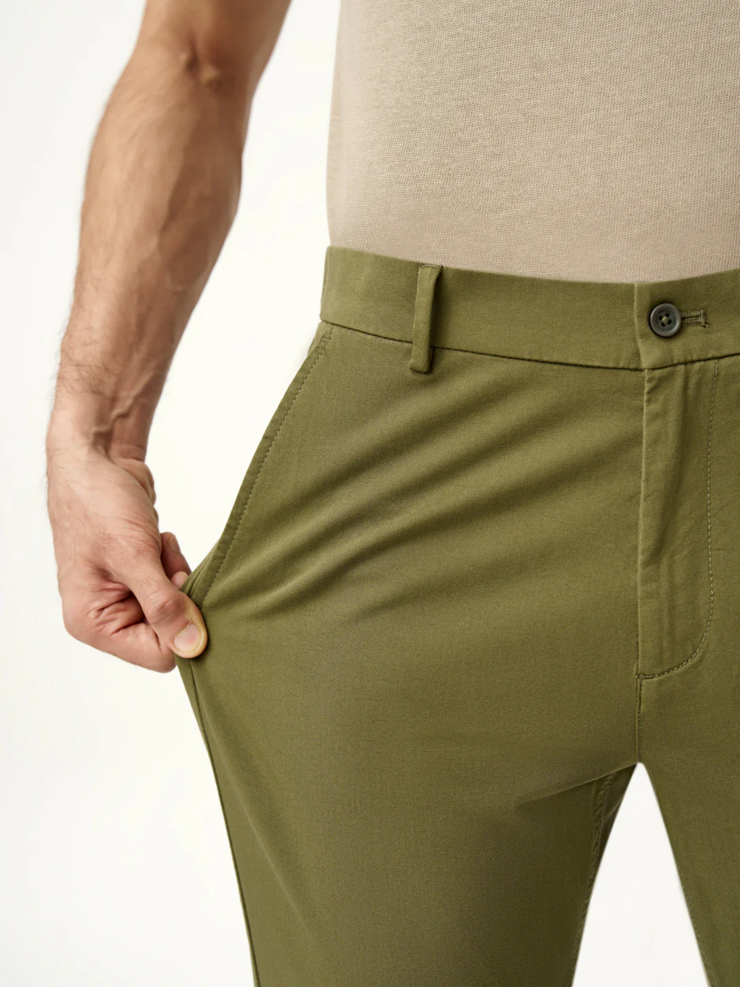 Herb Olive Stretch Chinos - Image 3