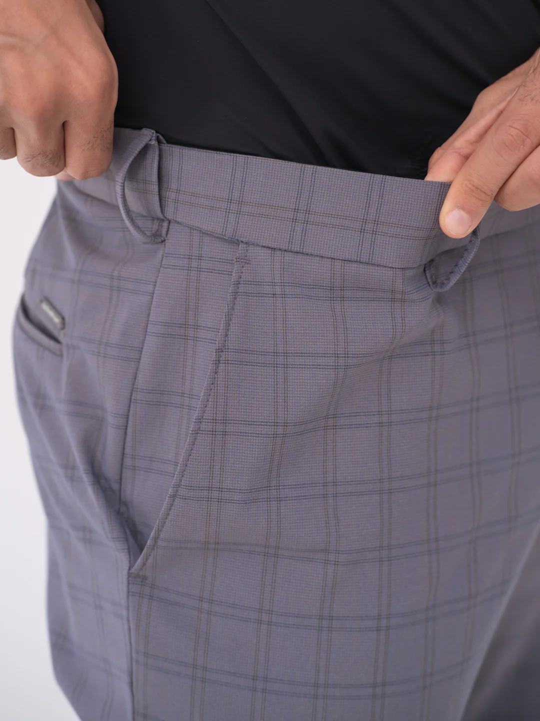 Heron Grey Checks Slim Fit Stretch Formal Pants - Image 4