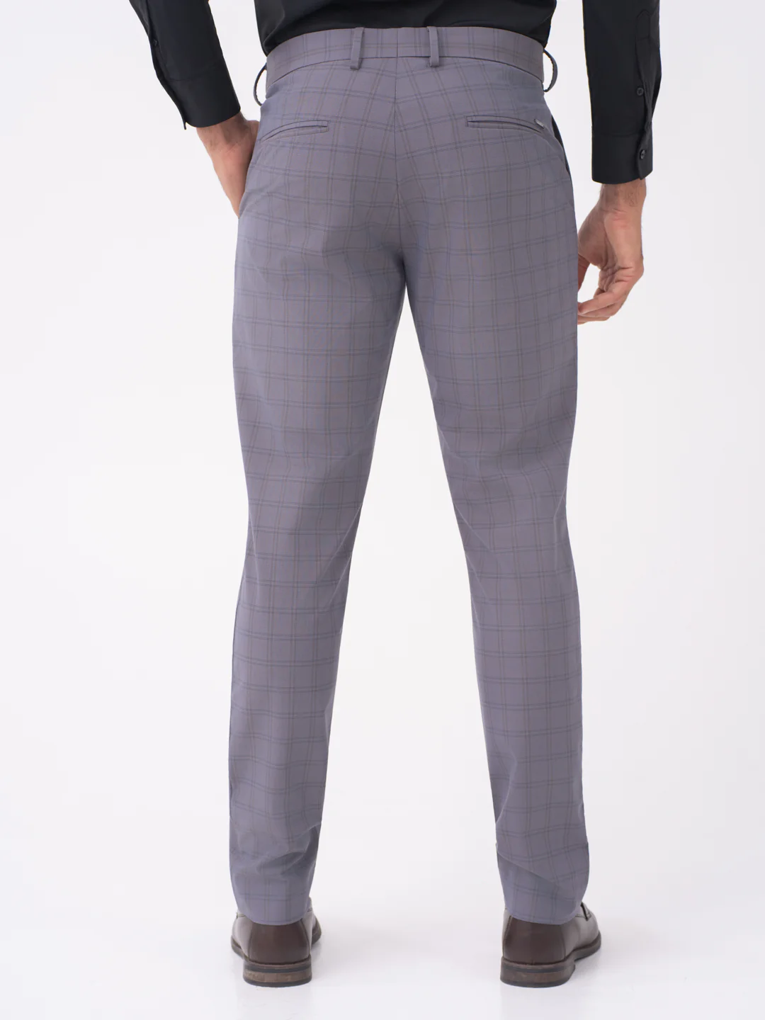 Heron Grey Checks Slim Fit Stretch Formal Pants - Image 7