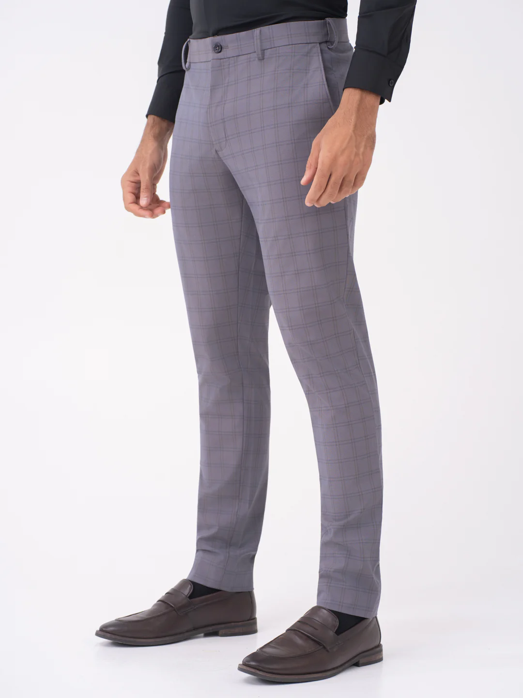 Heron Grey Checks Slim Fit Stretch Formal Pants - Image 8