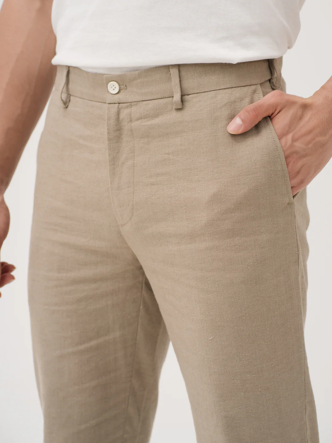 Hushfield Khaki Linen Sorona Pants - Image 11