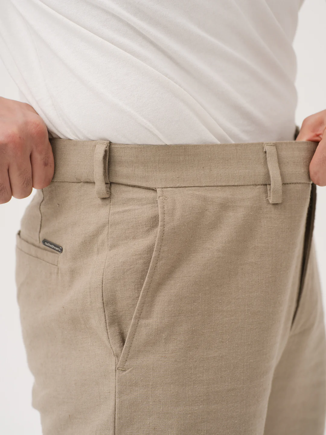 Hushfield Khaki Linen Sorona Pants - Image 5