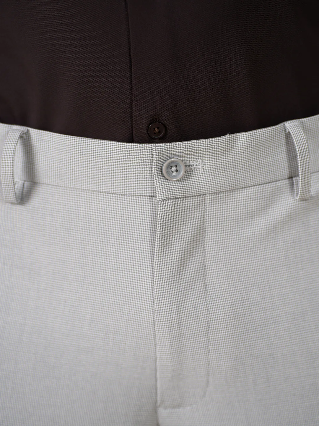 Husky Grey Houndstooth Slim Fit Stretch Formal Pants - Image 10
