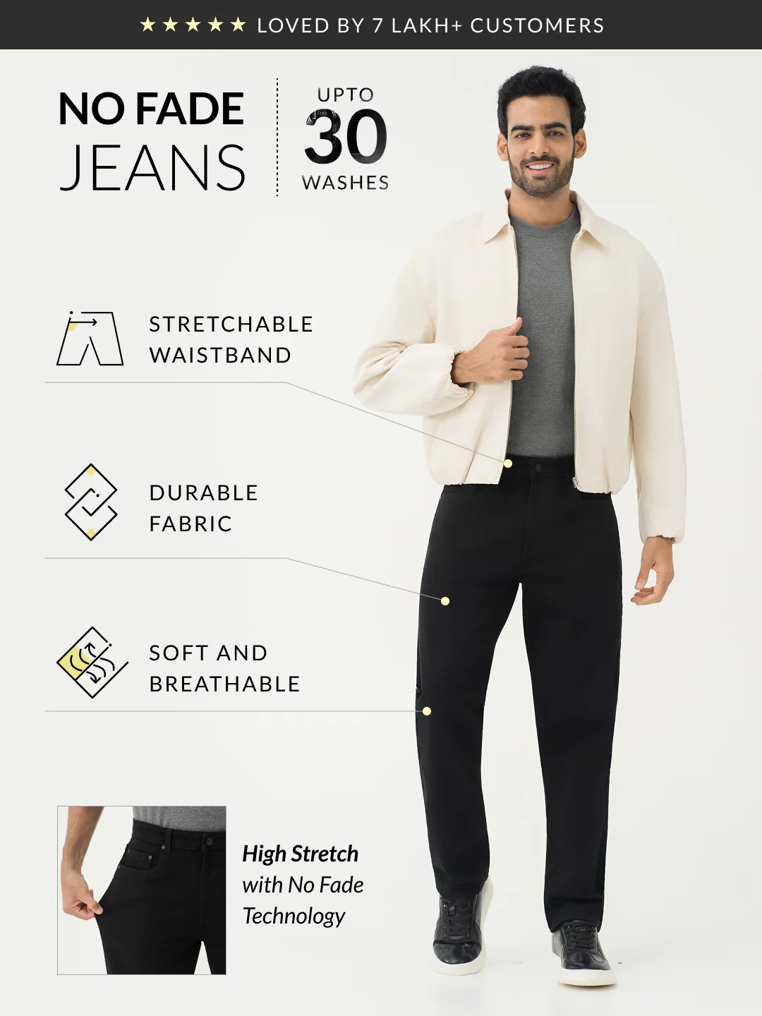 Inklock Black No Fade Jeans - Relaxed Fit - Image 4