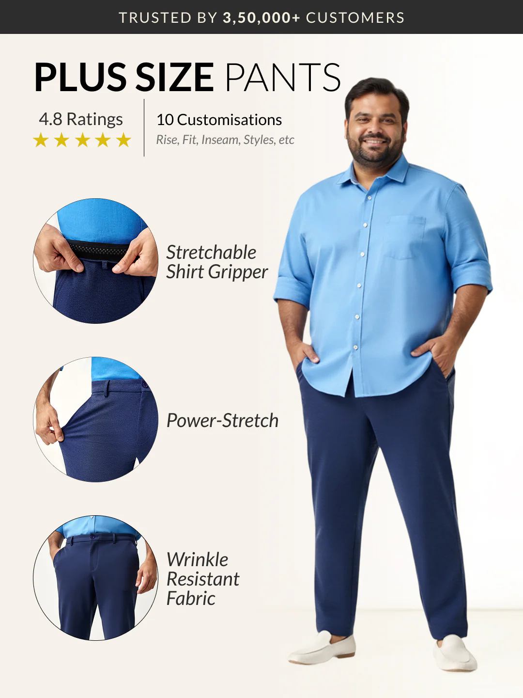Insignia Blue Plus Size Power-Stretch Pants - Image 2