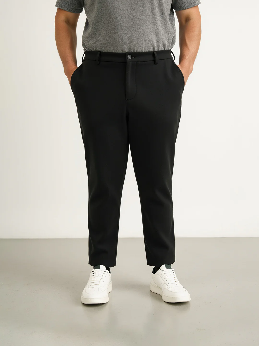 Iron Black Twill Structured Plus Size Power-Stretch Pants - Image 3
