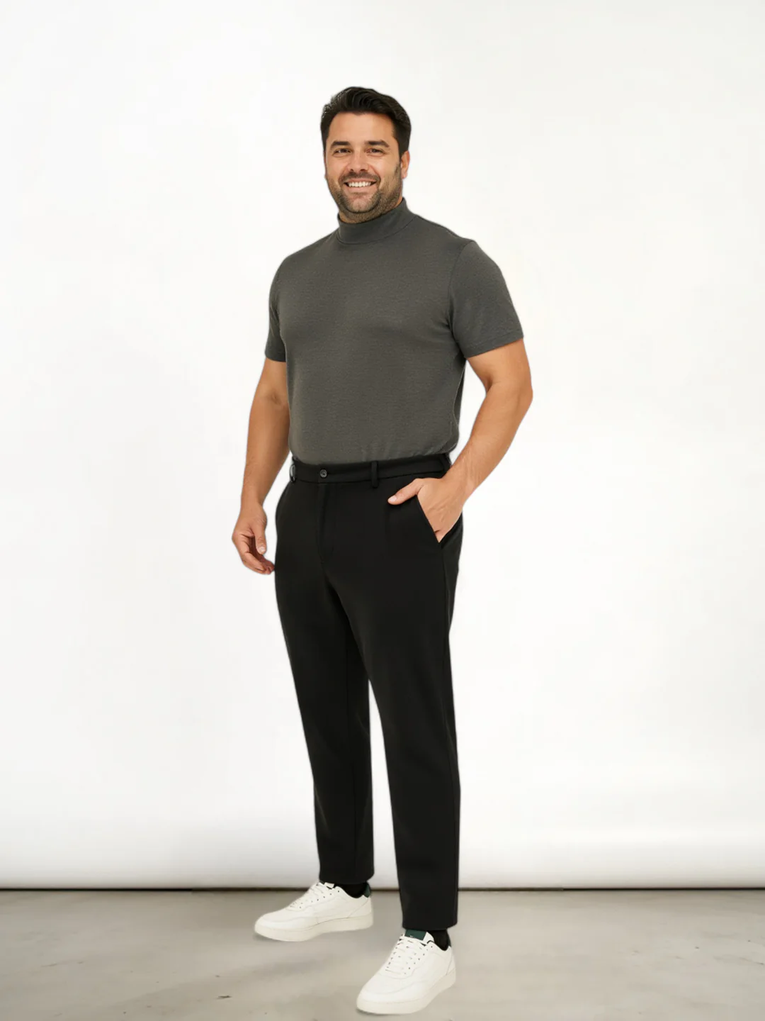 Iron Black Twill Structured Plus Size Power-Stretch Pants - Image 5