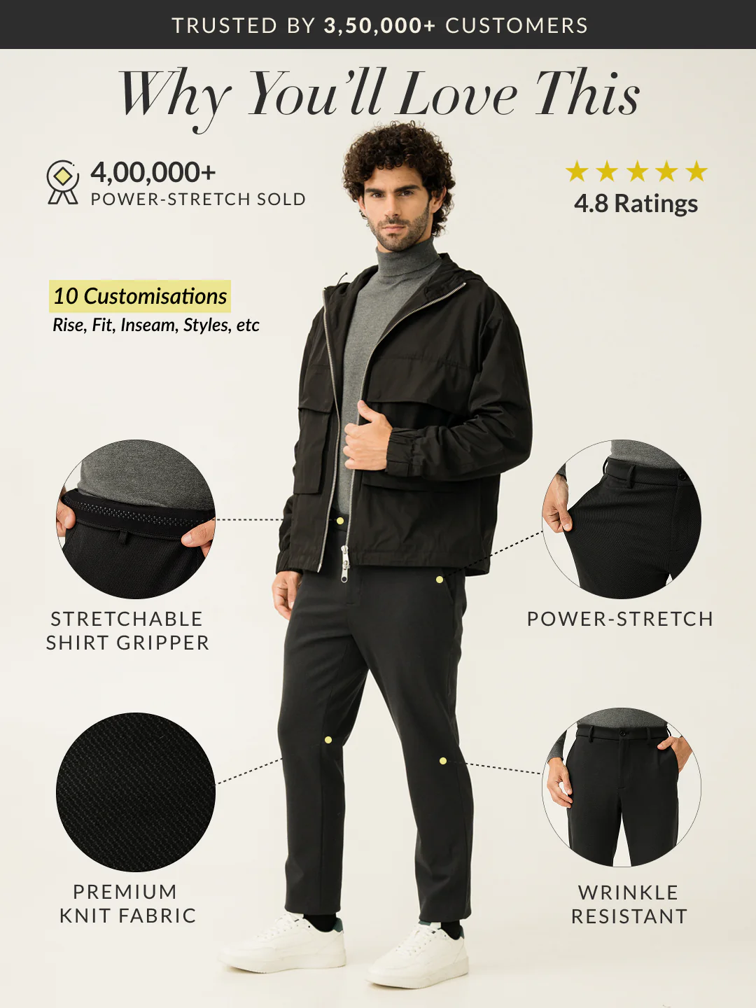 Iron Black Twill Structured Power-Stretch Pants - Image 2