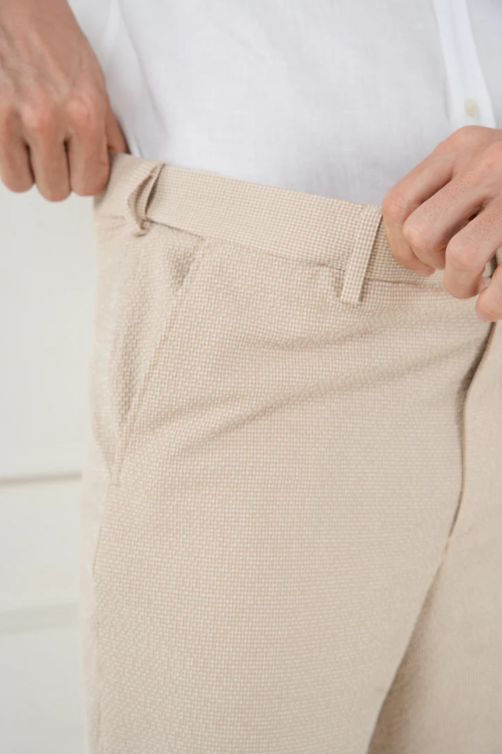 Jaisalmer Khaki Seersucker Checks Chino Shorts - Image 4