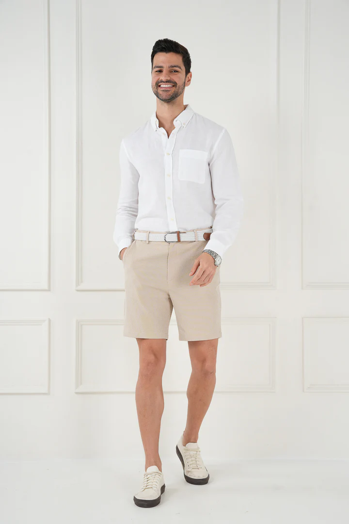 Jaisalmer Khaki Seersucker Checks Chino Shorts - Image 6
