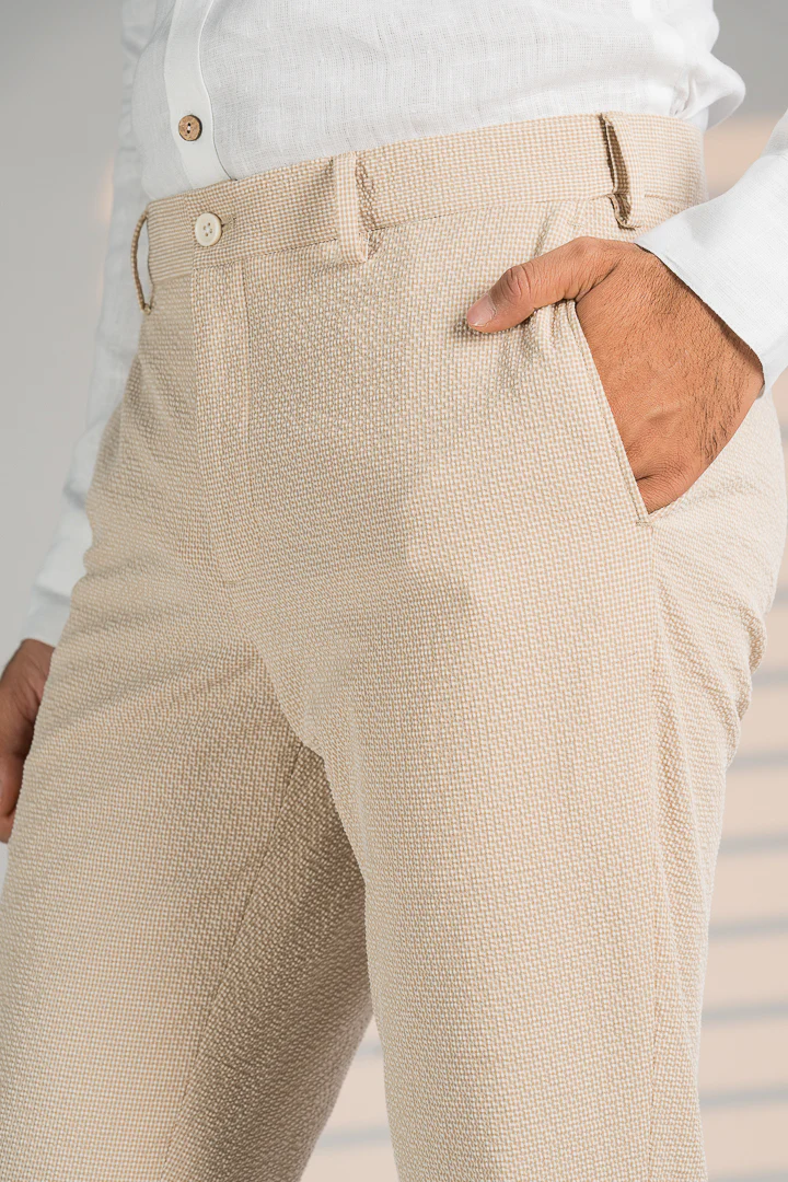 Jaisalmer Khaki Checks Seersucker Pants - Image 2