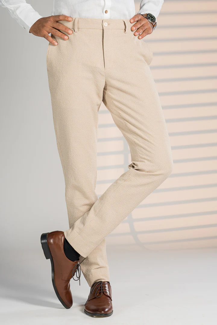Jaisalmer Khaki Checks Seersucker Pants - Image 6