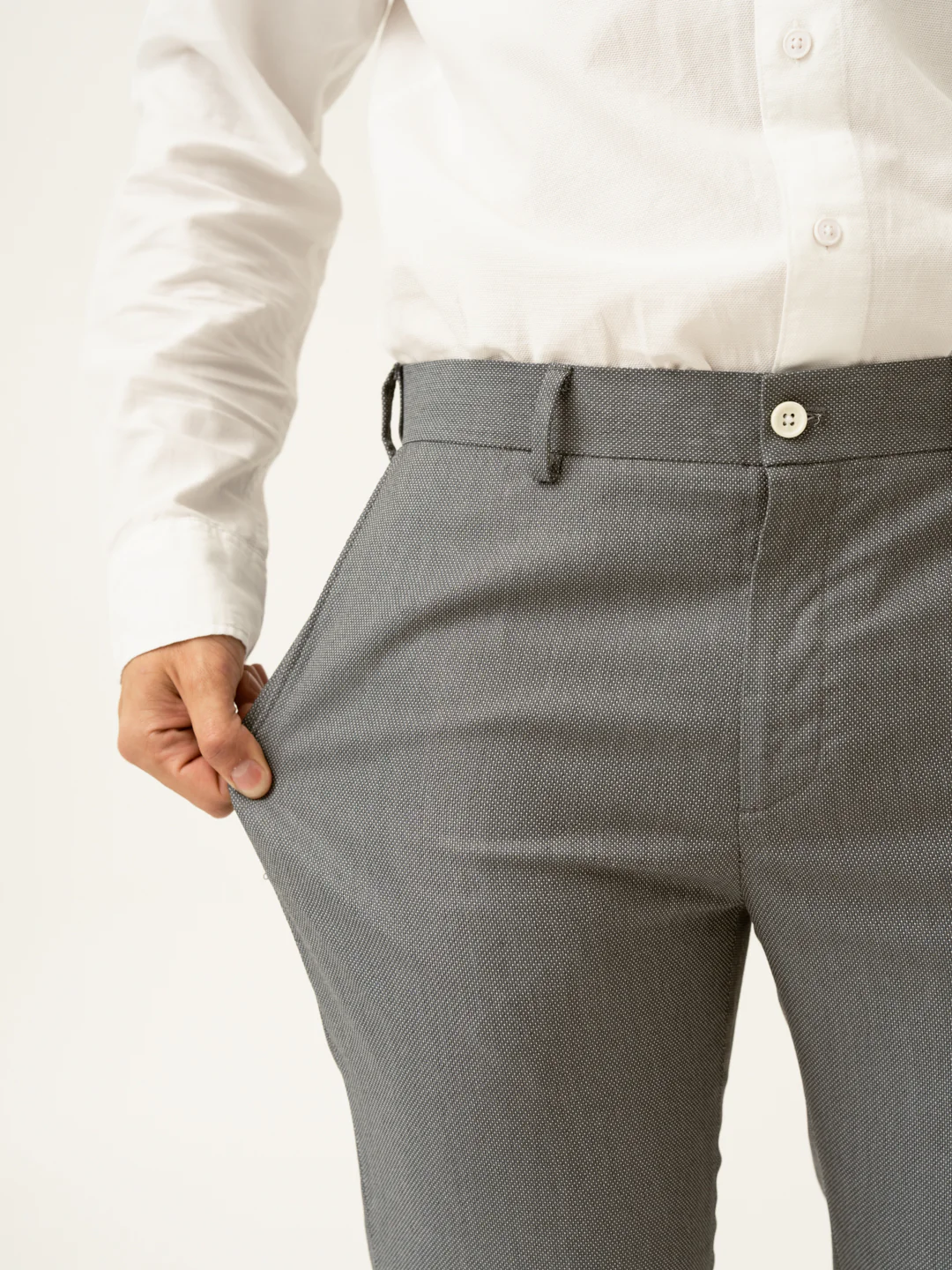 Jazz Grey Microdots Formal Pants - Image 3