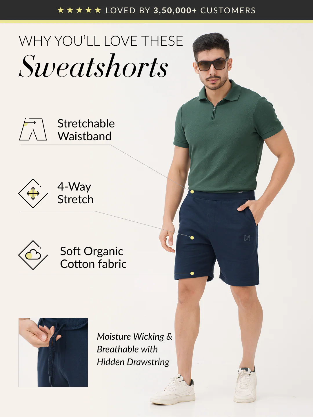 Jetstream Navy Relaxed Fit Sweatshorts - Image 2