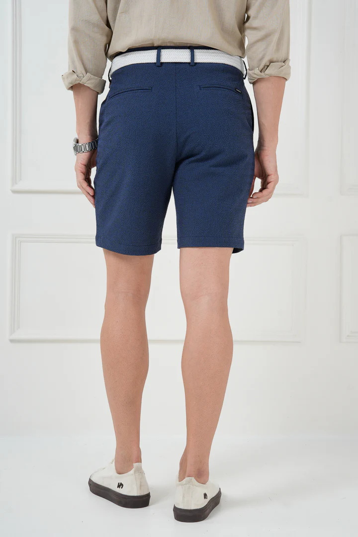 Jodhpur Blue Seersucker Checks Chino Shorts - Image 6