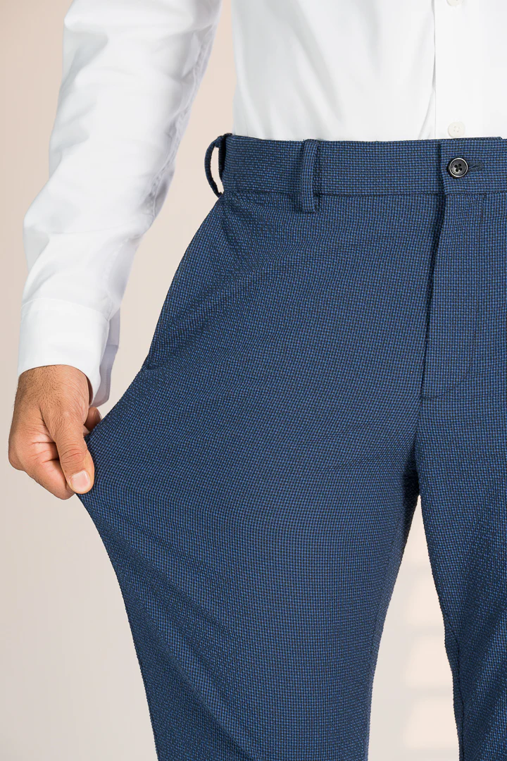 Jodhpur Blue Checks Seersucker Pants - Image 4