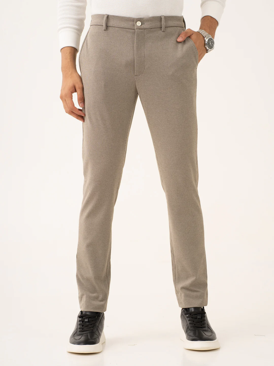 Jupiter Brown Houndstooth Power-Stretch Pants - Image 10