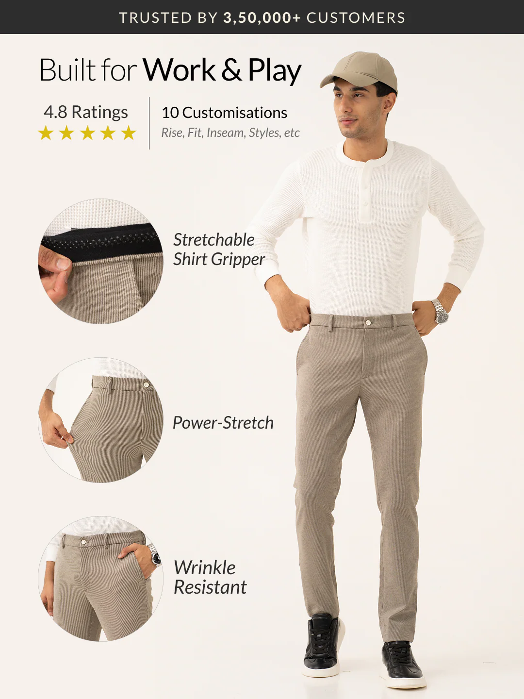 Jupiter Brown Houndstooth Power-Stretch Pants - Image 2