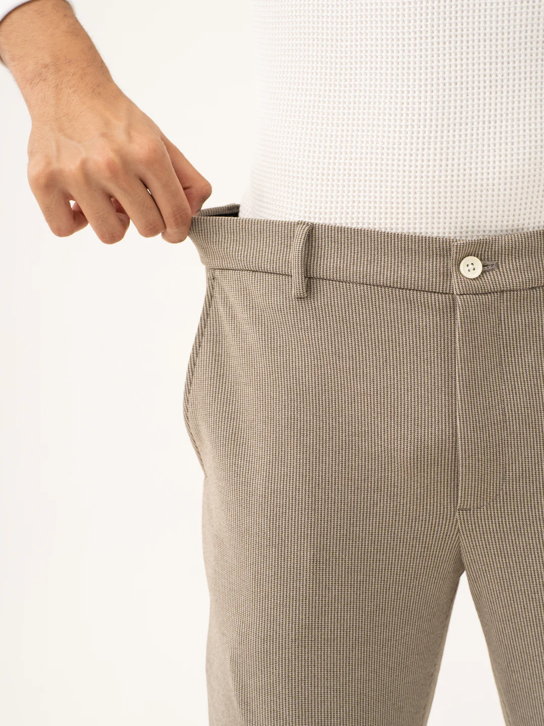 Jupiter Brown Houndstooth Power-Stretch Pants - Image 4