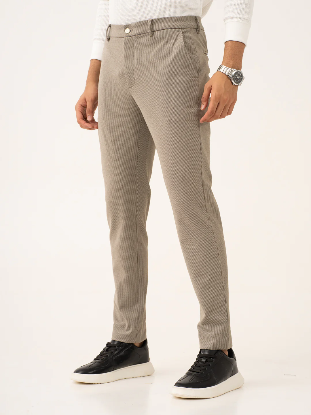 Jupiter Brown Houndstooth Power-Stretch Pants - Image 8