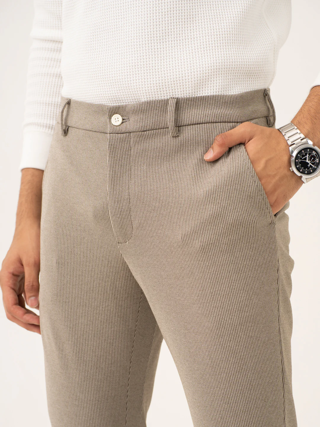 Jupiter Brown Houndstooth Power-Stretch Pants - Image 9