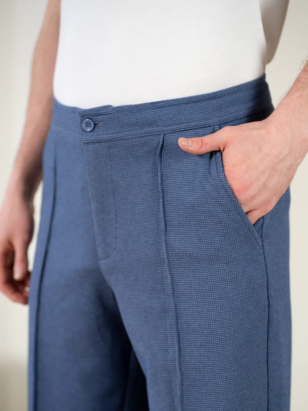 Kai Blue Relaxed Fit Power Stretch Korean Pintuck Pants - Image 11