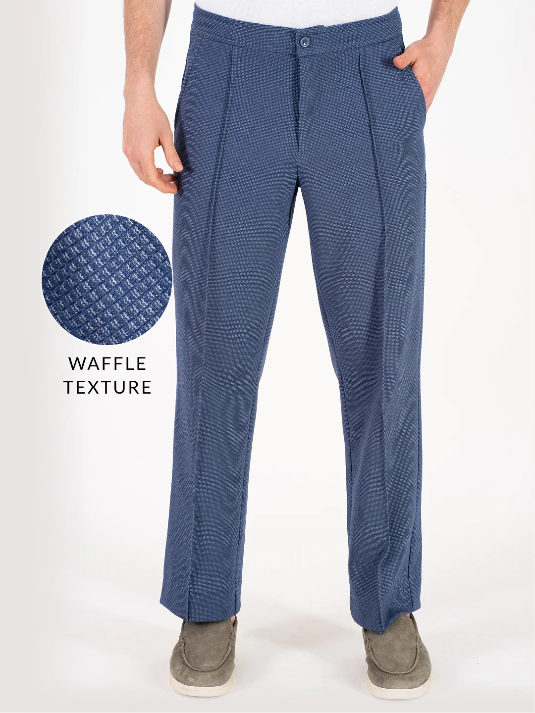 Kai Blue Relaxed Fit Power Stretch Korean Pintuck Pants - Image 2