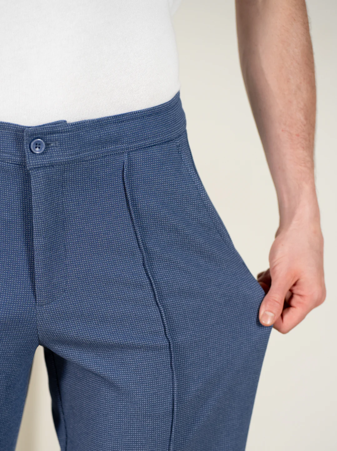 Kai Blue Relaxed Fit Power Stretch Korean Pintuck Pants - Image 4