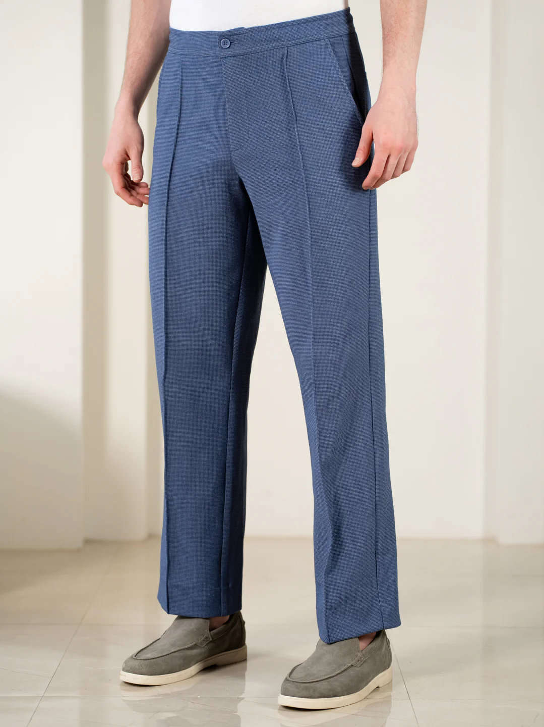 Kai Blue Relaxed Fit Power Stretch Korean Pintuck Pants - Image 9