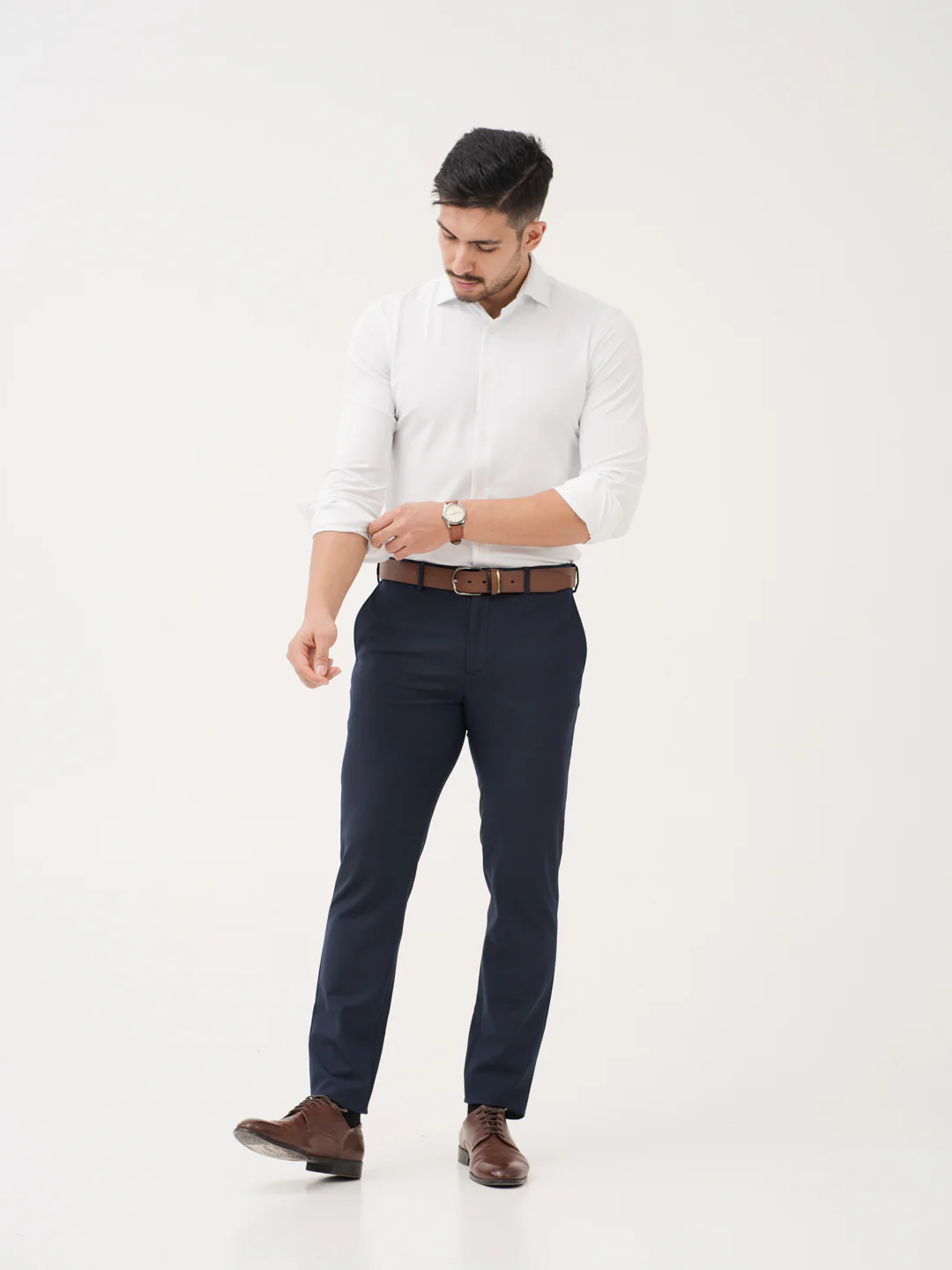 Kairo Navy Luxury Twill Relaxed Fit Stretch Formal Pants - Image 7