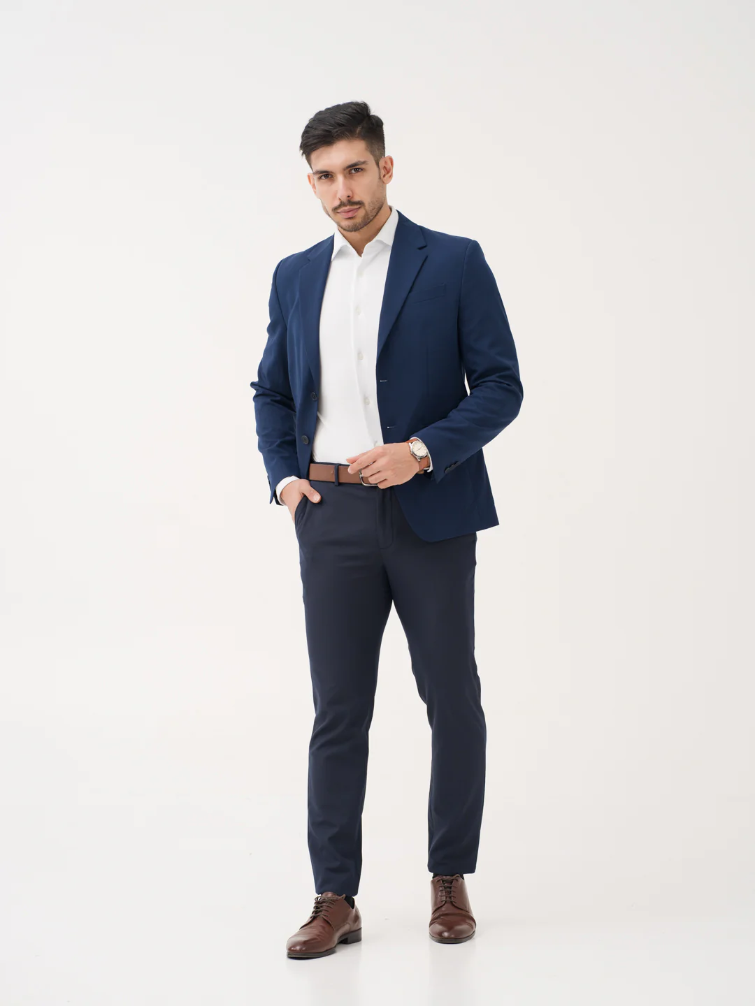Kairo Navy Luxury Twill Relaxed Fit Stretch Formal Pants - Image 8
