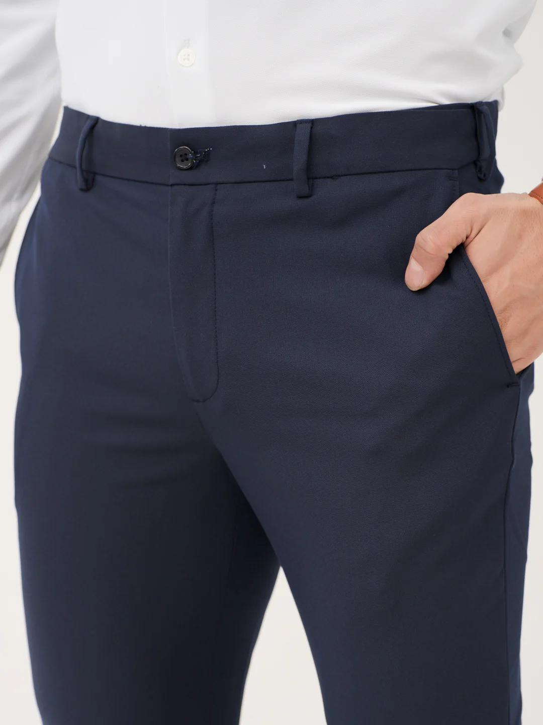 Kairo Navy Luxury Twill Relaxed Fit Stretch Formal Pants - Image 9