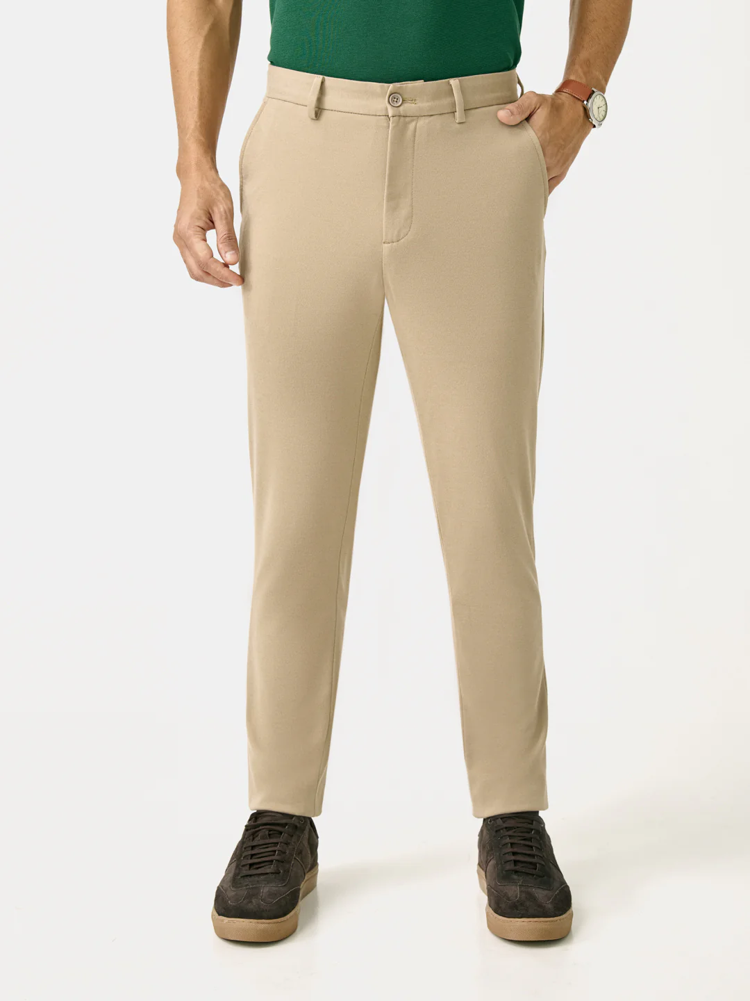 Light Khaki Slim Fit Power Stretch Pants - Image 4