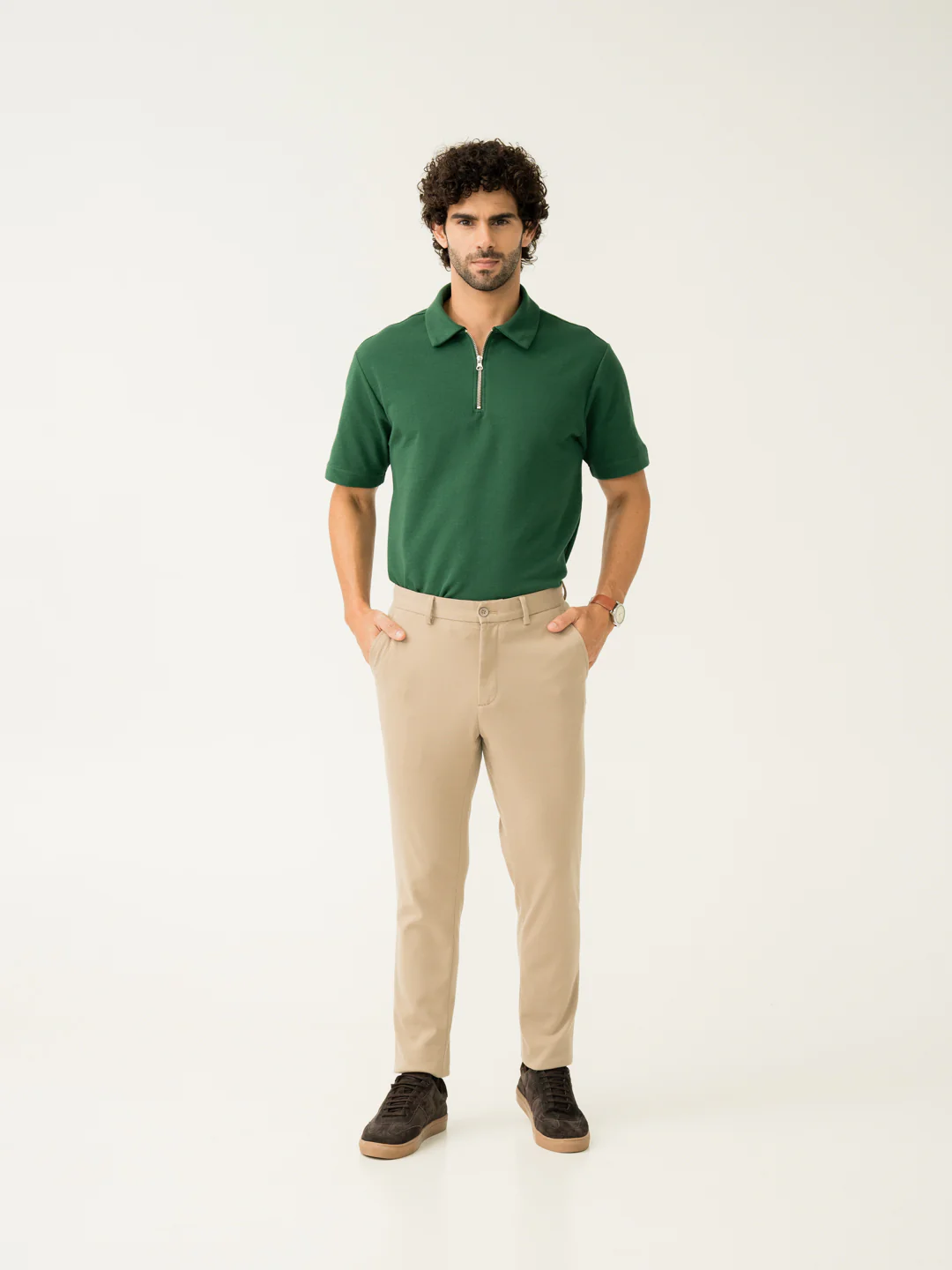 Light Khaki Slim Fit Power Stretch Pants - Image 6