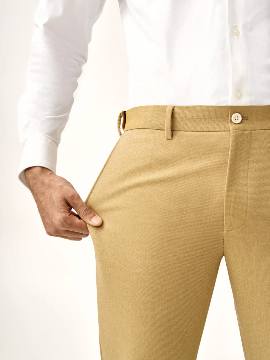 Khaki Textured All Weather Stretch Pants - Image 3