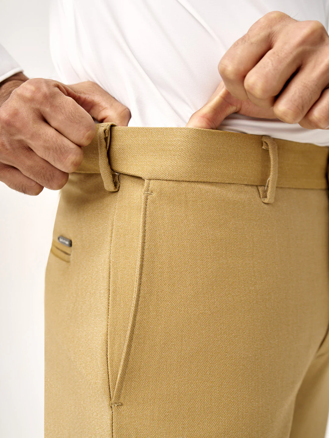 Khaki Textured All Weather Stretch Pants - Image 4