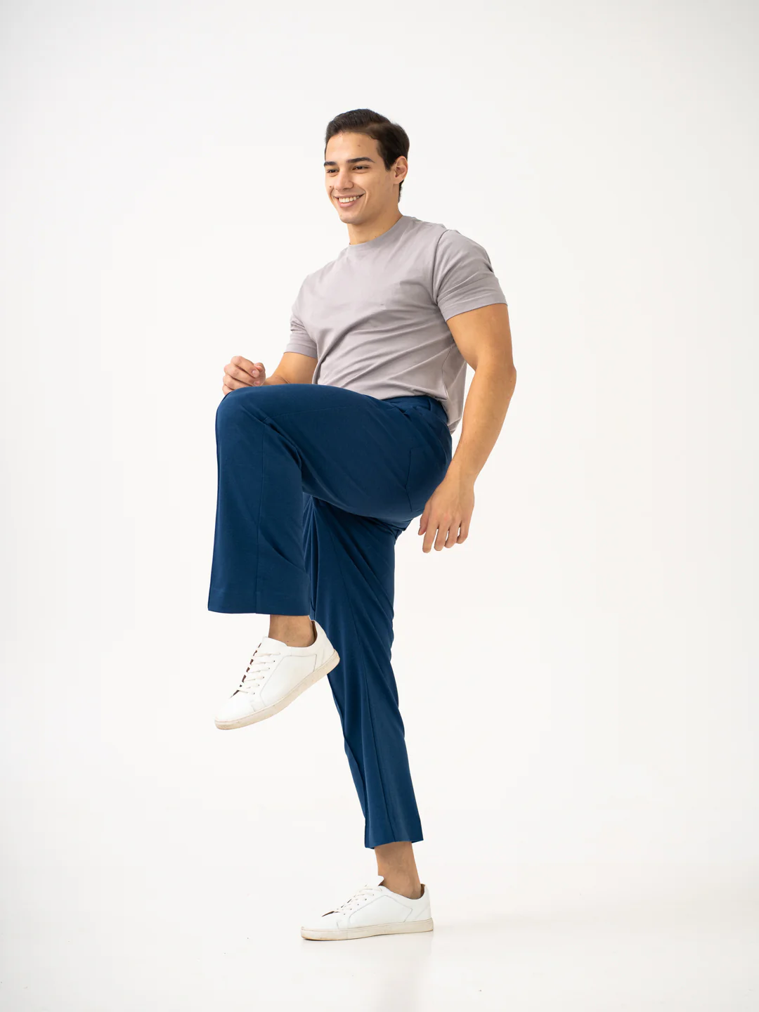 Lake Navy Relaxed Fit Korean Pintuck Pants - Image 10