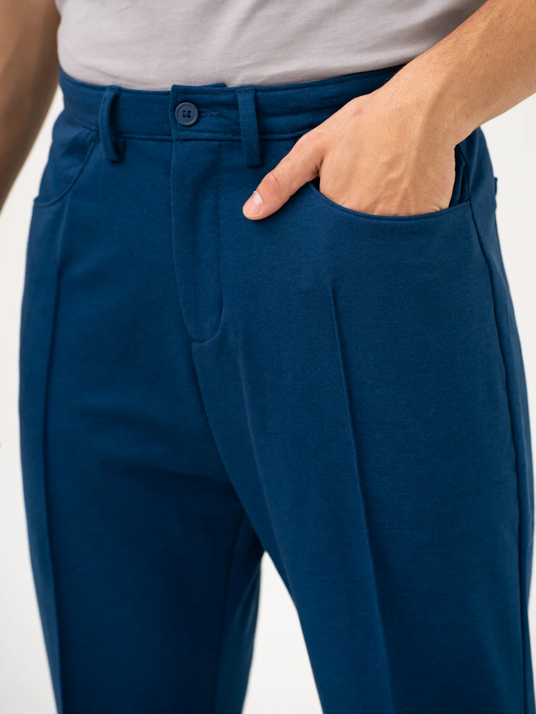 Lake Navy Relaxed Fit Korean Pintuck Pants - Image 12