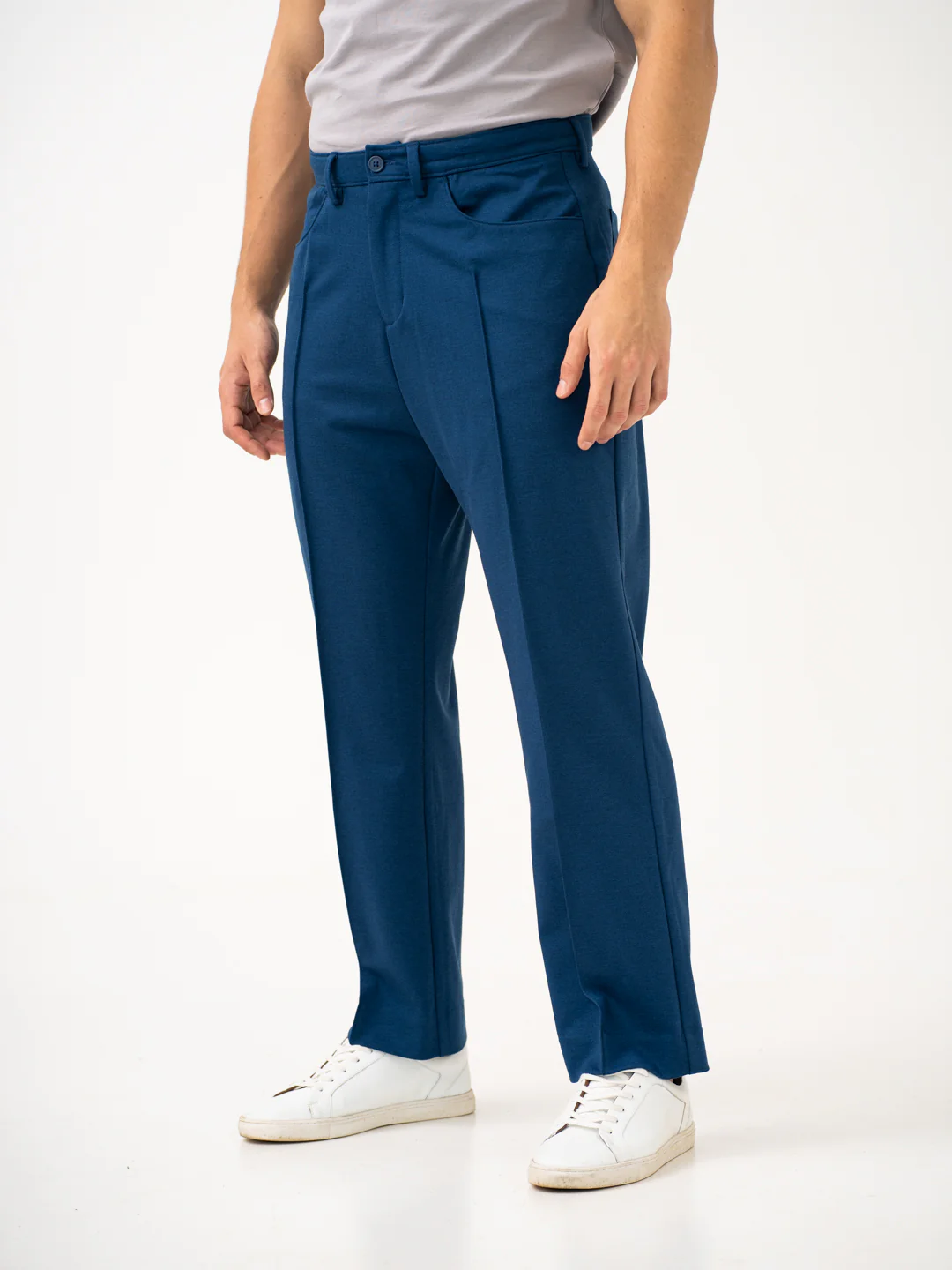 Lake Navy Relaxed Fit Korean Pintuck Pants - Image 2