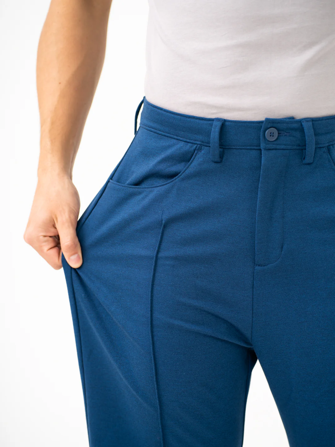 Lake Navy Relaxed Fit Korean Pintuck Pants - Image 4
