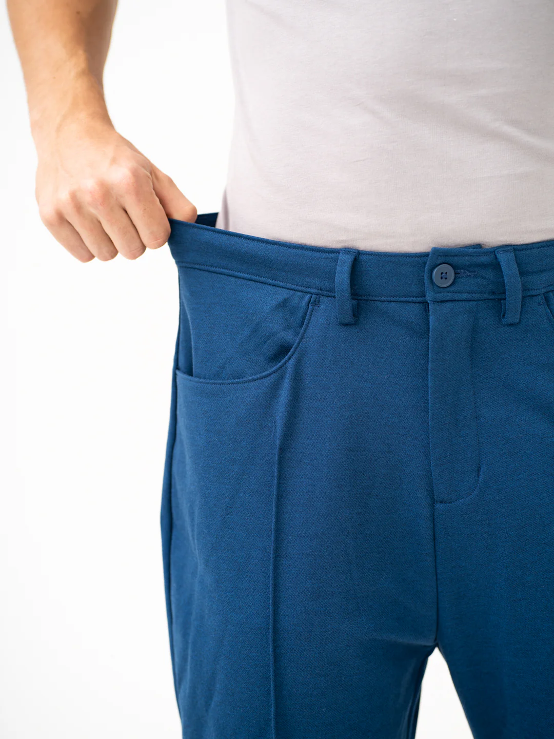 Lake Navy Relaxed Fit Korean Pintuck Pants - Image 5