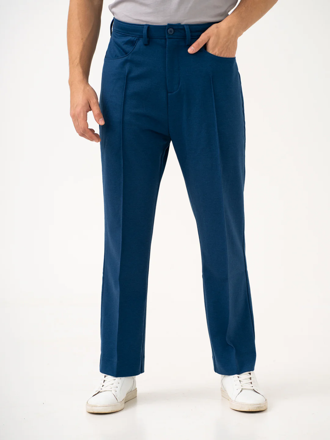 Lake Navy Relaxed Fit Korean Pintuck Pants - Image 6