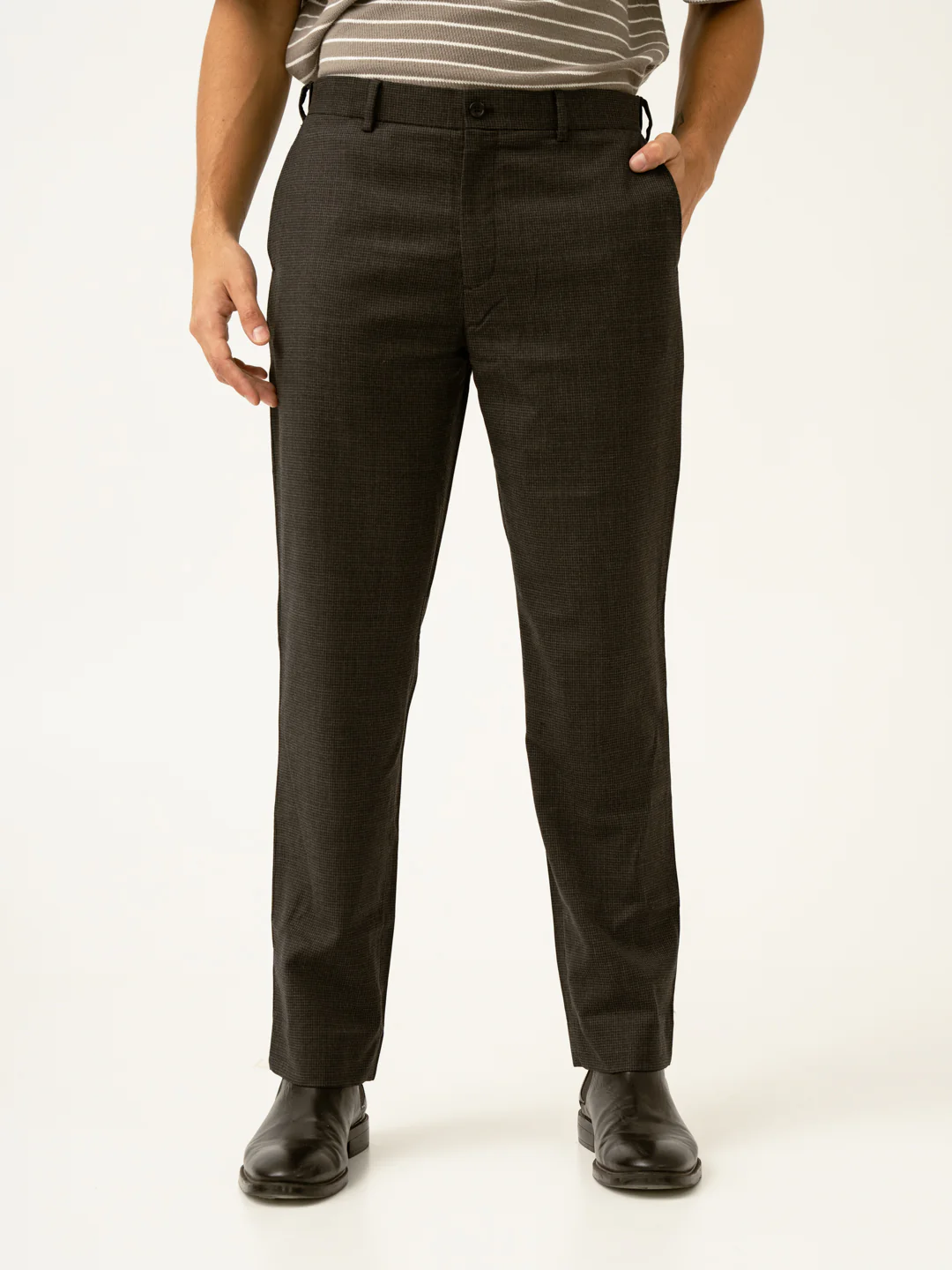 Lamp Black Houndstooth Merino Wool Pants