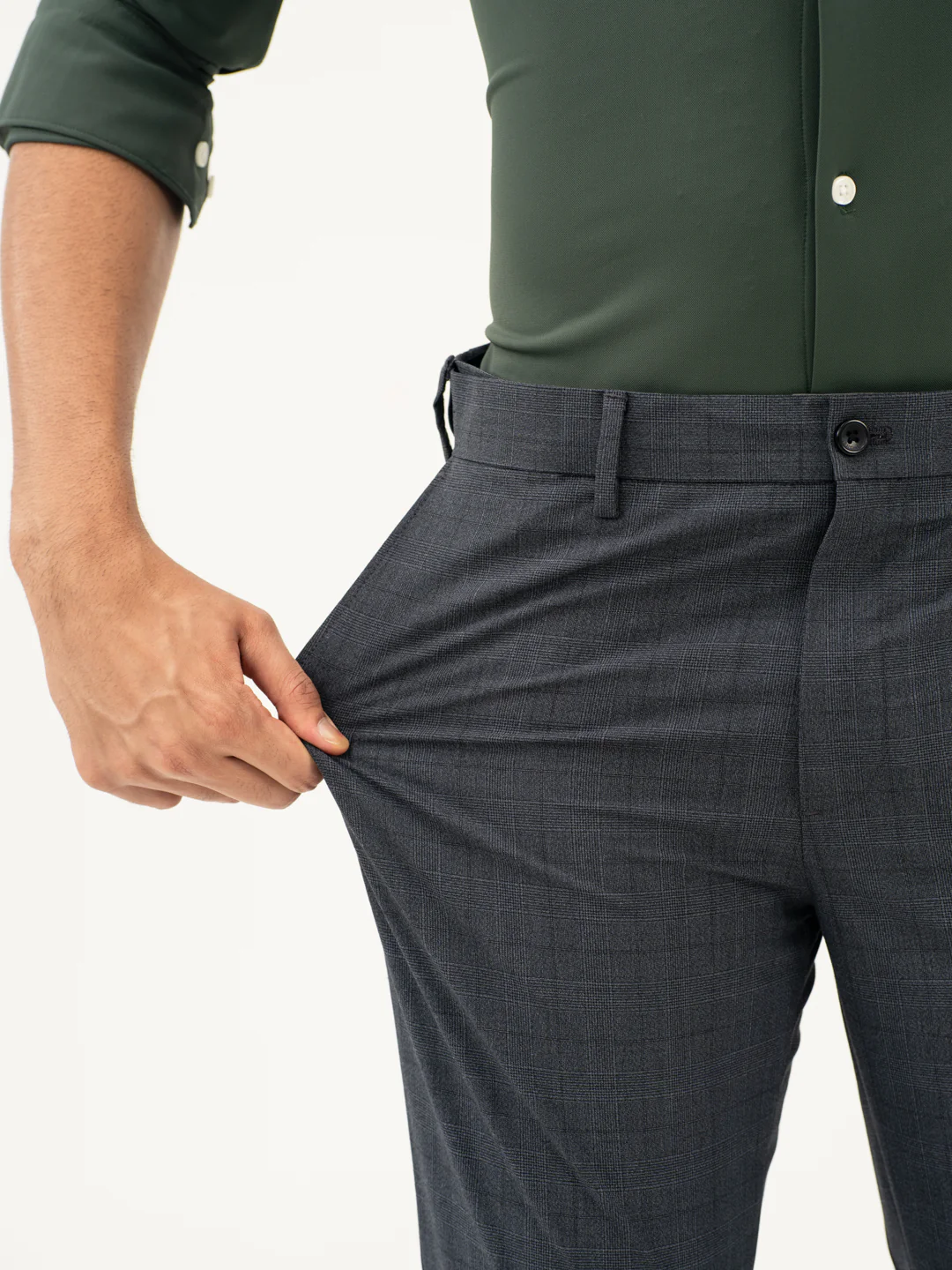 Lava Grey Checks Formal Pants - Image 3