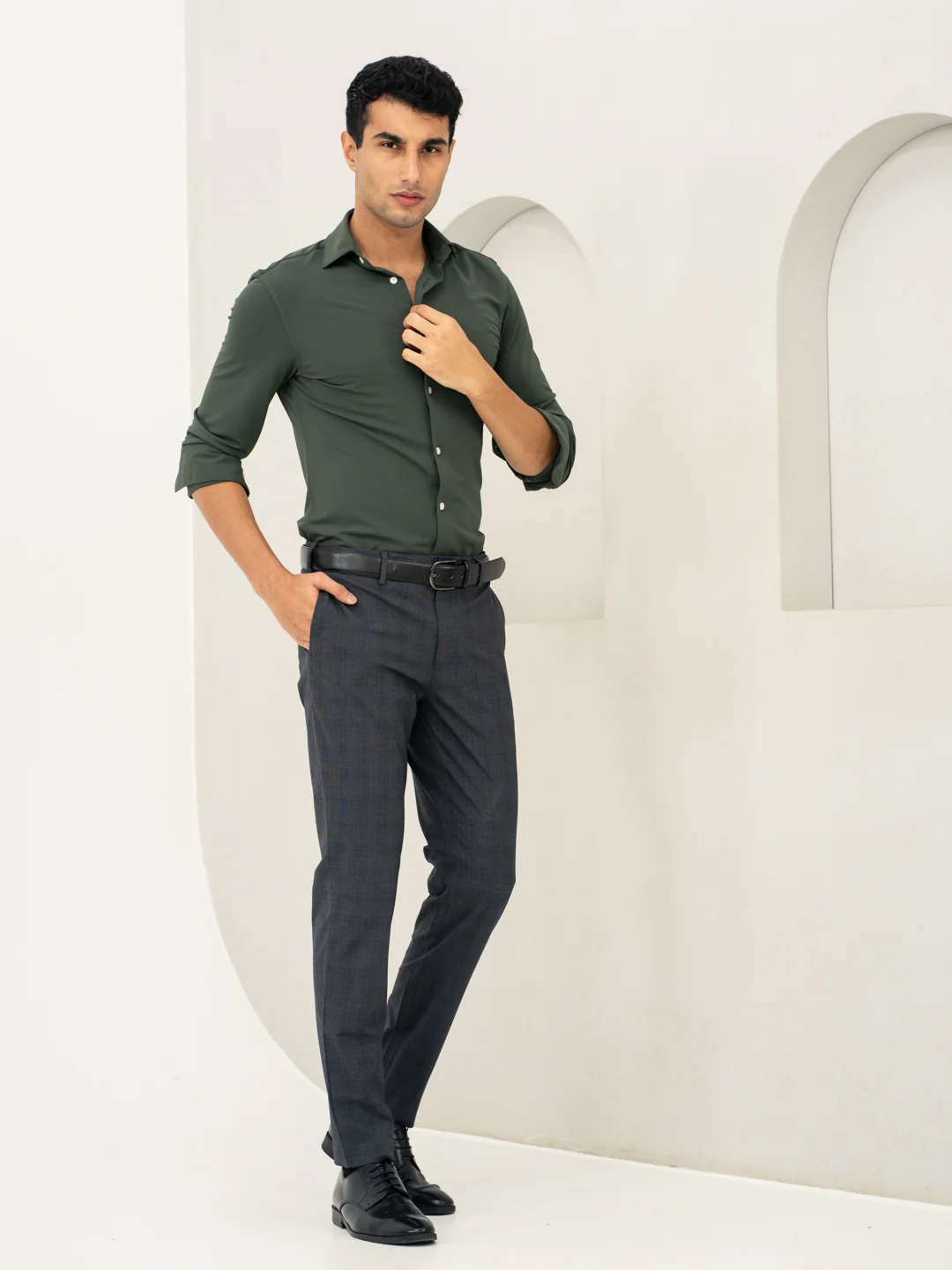 Lava Grey Checks Formal Pants - Image 9